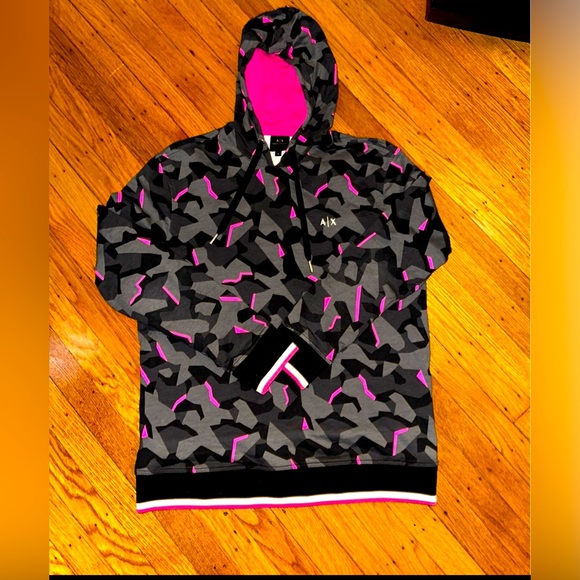 Armani Exchange Hyperbright Hoodie Pink - Picture 1 of 6